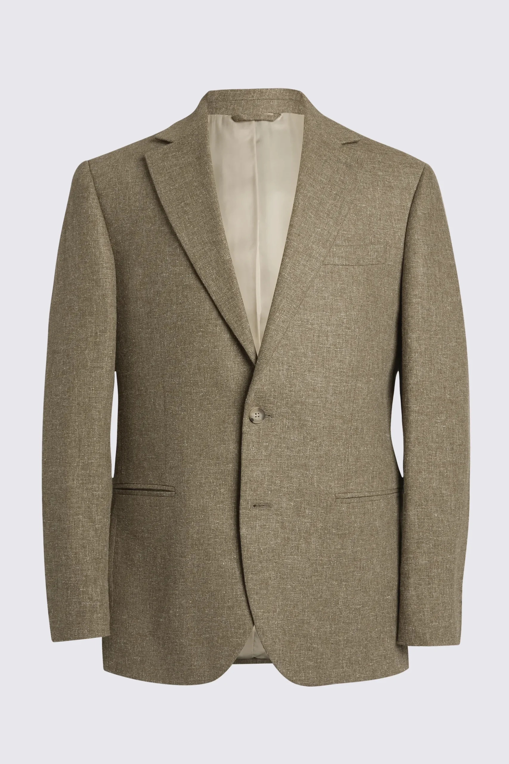 Regular Fit Khaki Cotton Linen Suit