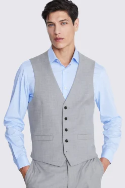 Regular Fit Light Grey Stretch Waistcoat