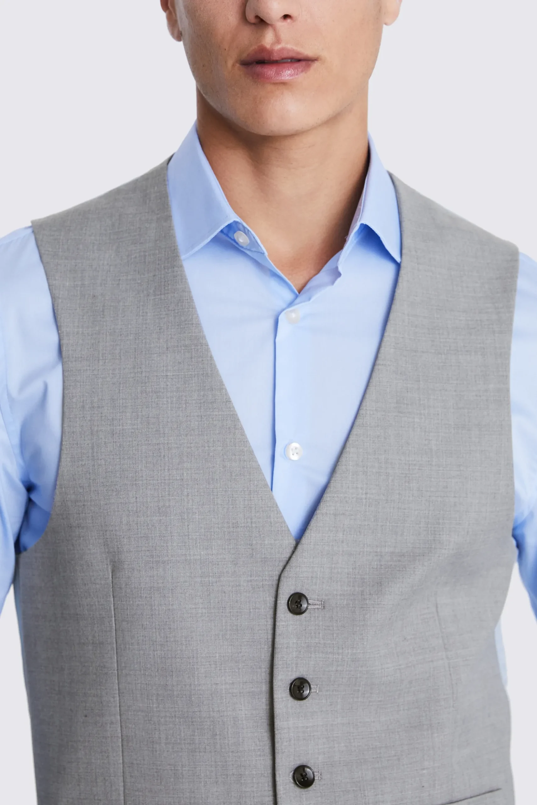 Regular Fit Light Grey Stretch Waistcoat