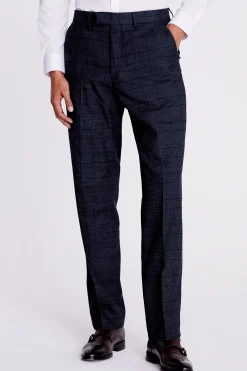 Regular Fit Navy Black Check Trousers