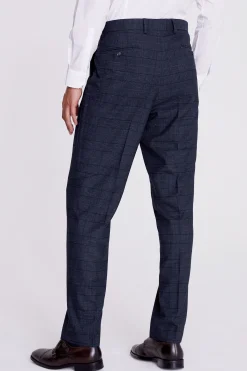 Regular Fit Navy Black Check Trousers