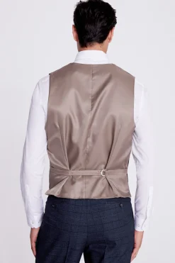 Regular Fit Navy Black Check Waistcoat