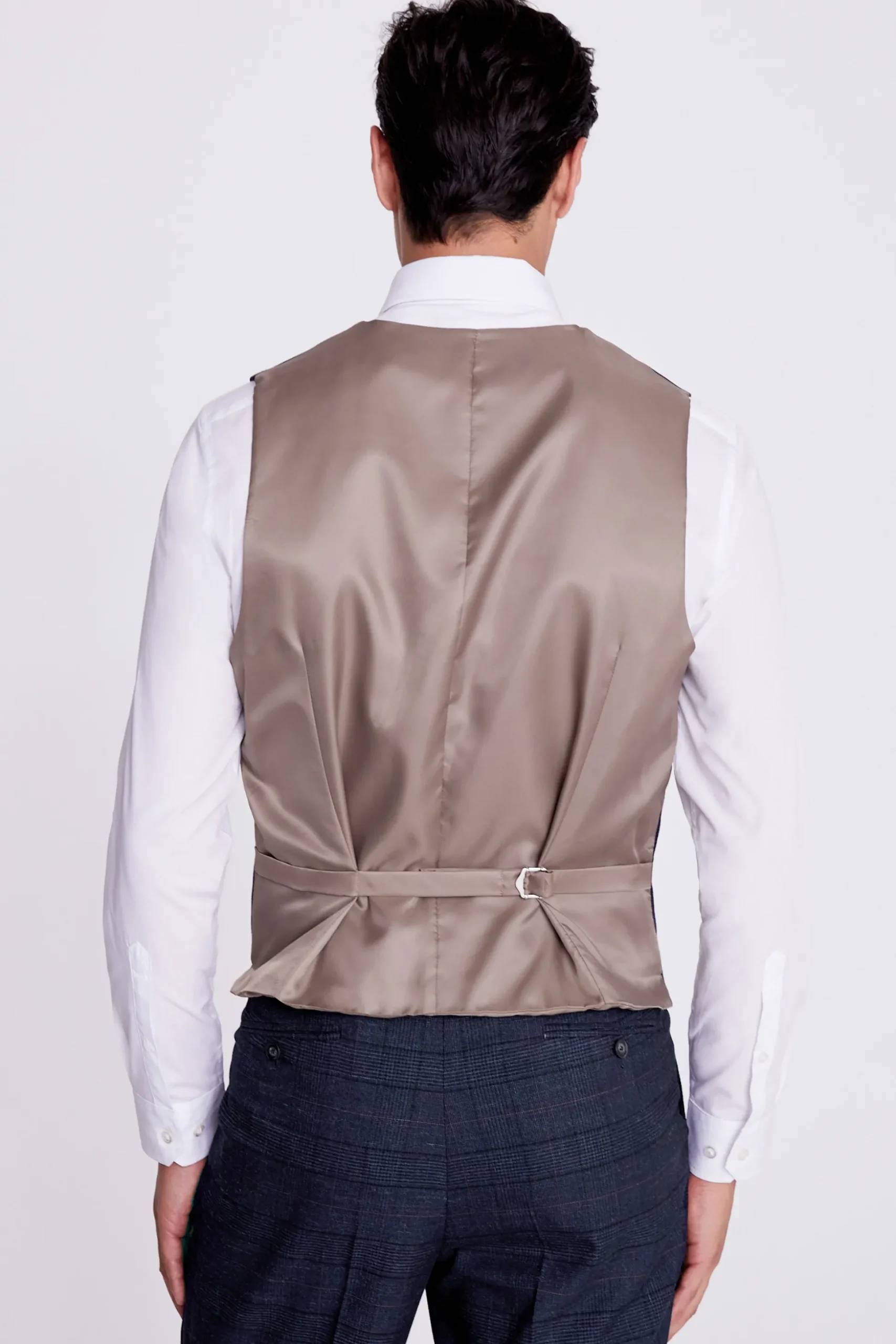 Regular Fit Navy Black Check Waistcoat