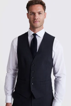Regular Fit Navy Check Waistcoat