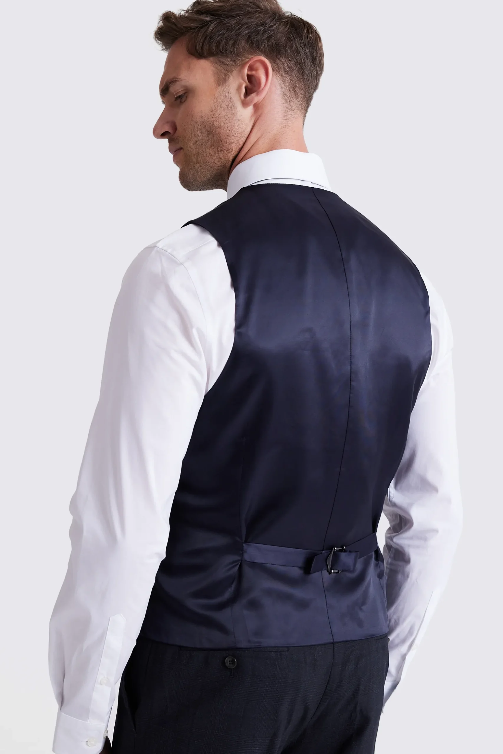 Regular Fit Navy Check Waistcoat