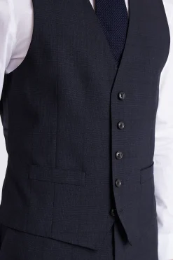 Regular Fit Navy Check Waistcoat