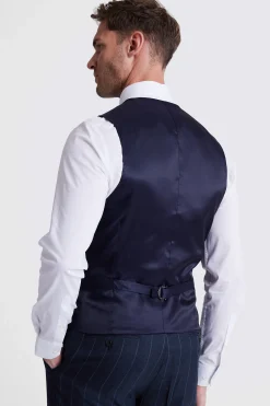 Regular Fit Navy Stripe Waistcoat