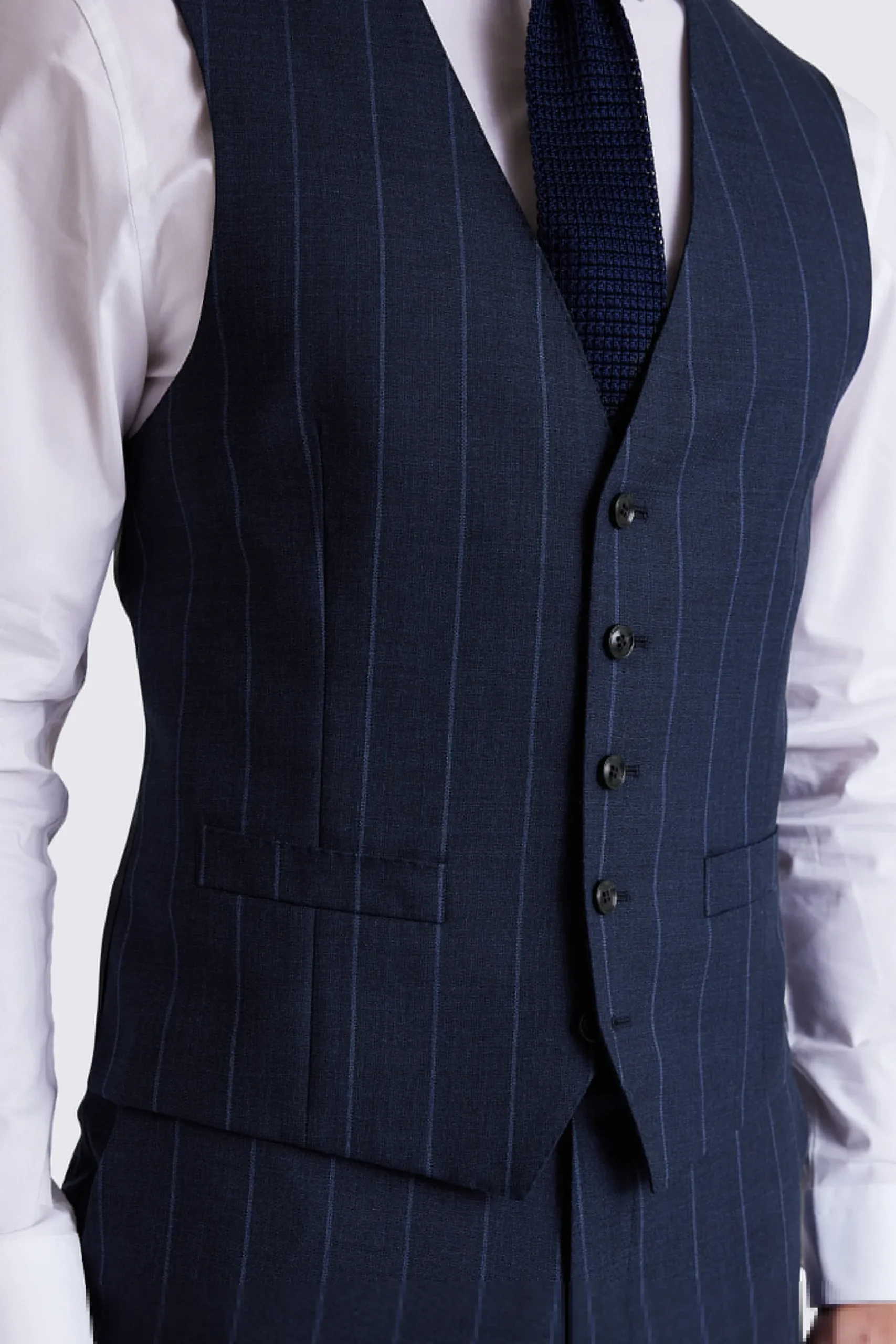 Regular Fit Navy Stripe Waistcoat