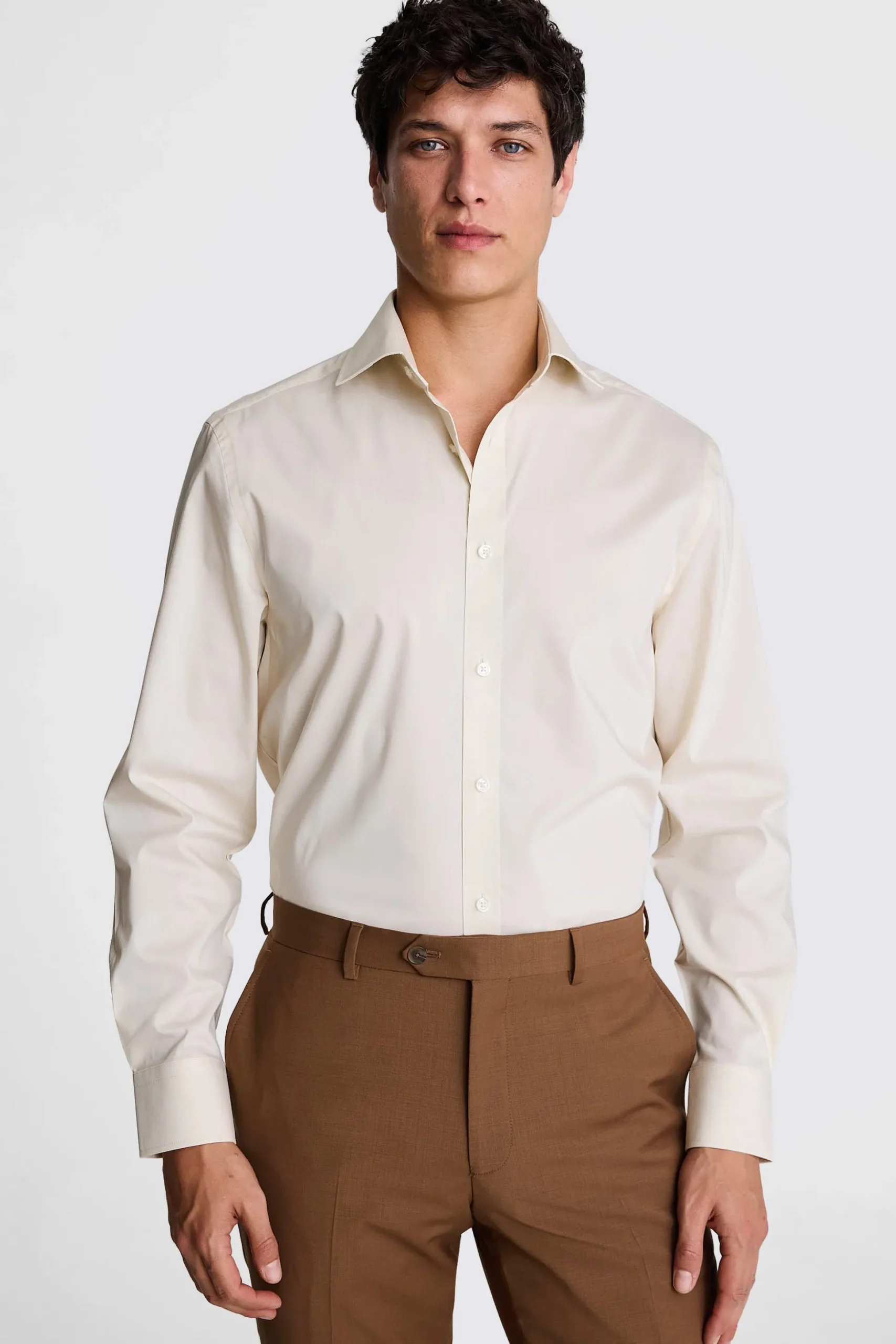 Regular Fit Off White Stretch Shirt