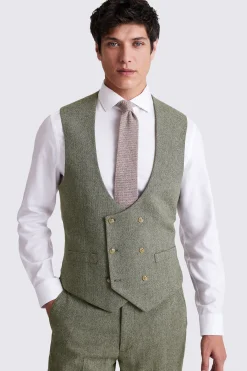 Regular Fit Sage Herringbone Waistcoat