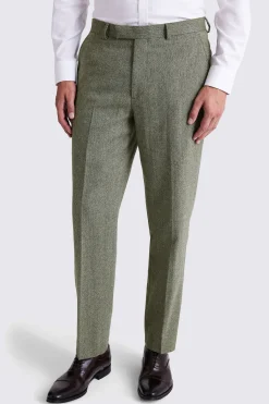 Regular Fit Sage Herringbone Trouser