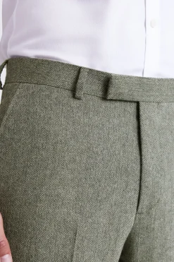 Regular Fit Sage Herringbone Trouser