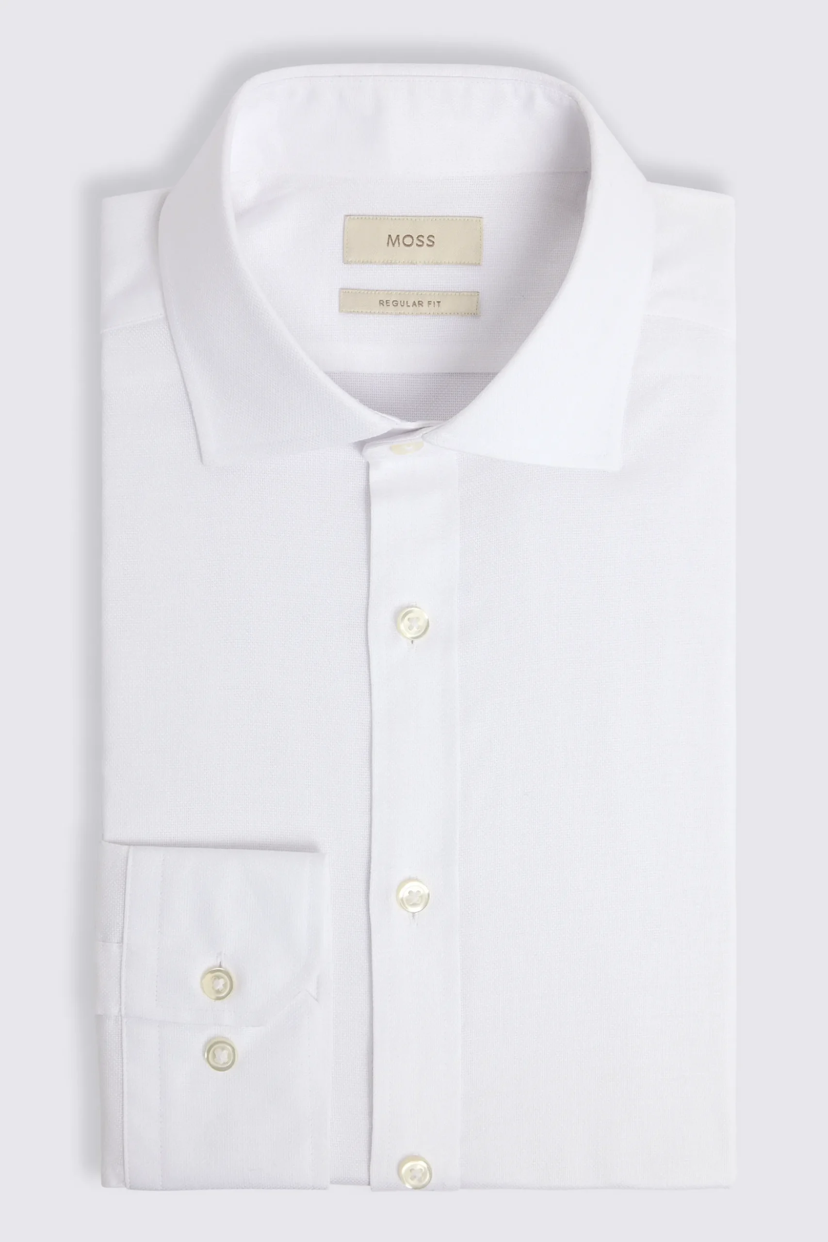 Regular Fit White Dobby Stretch Shirt
