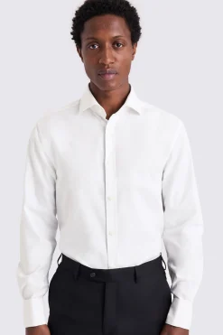 Regular Fit White Honeycomb Dobby Shirt