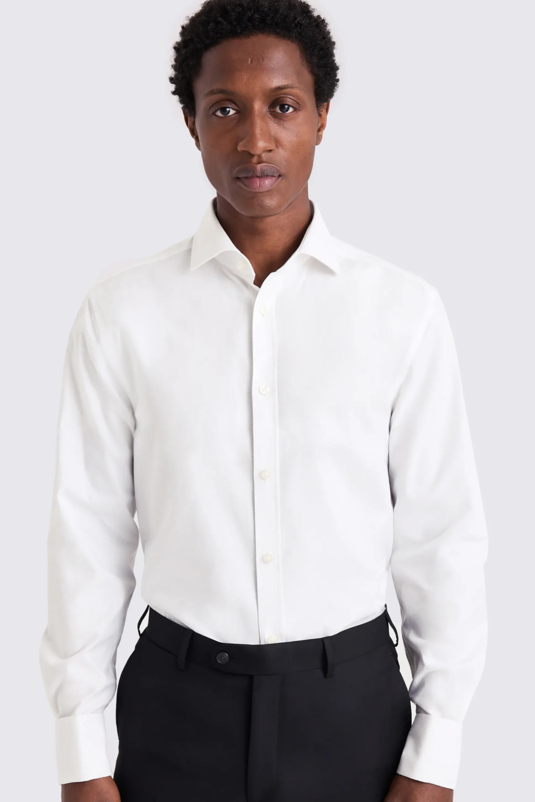 Regular Fit White Honeycomb Dobby Shirt