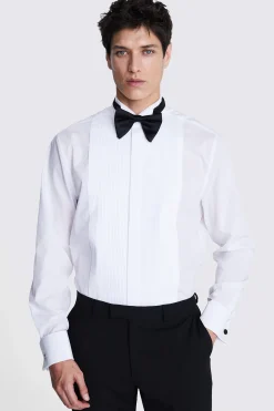 Regular Fit White Pleated Dress Shirt