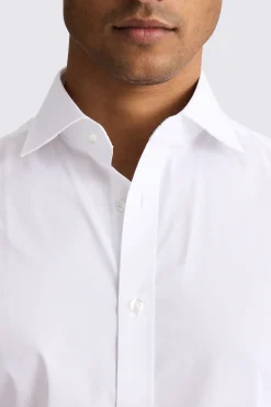 Regular Fit White Stretch Print Contrast Shirt