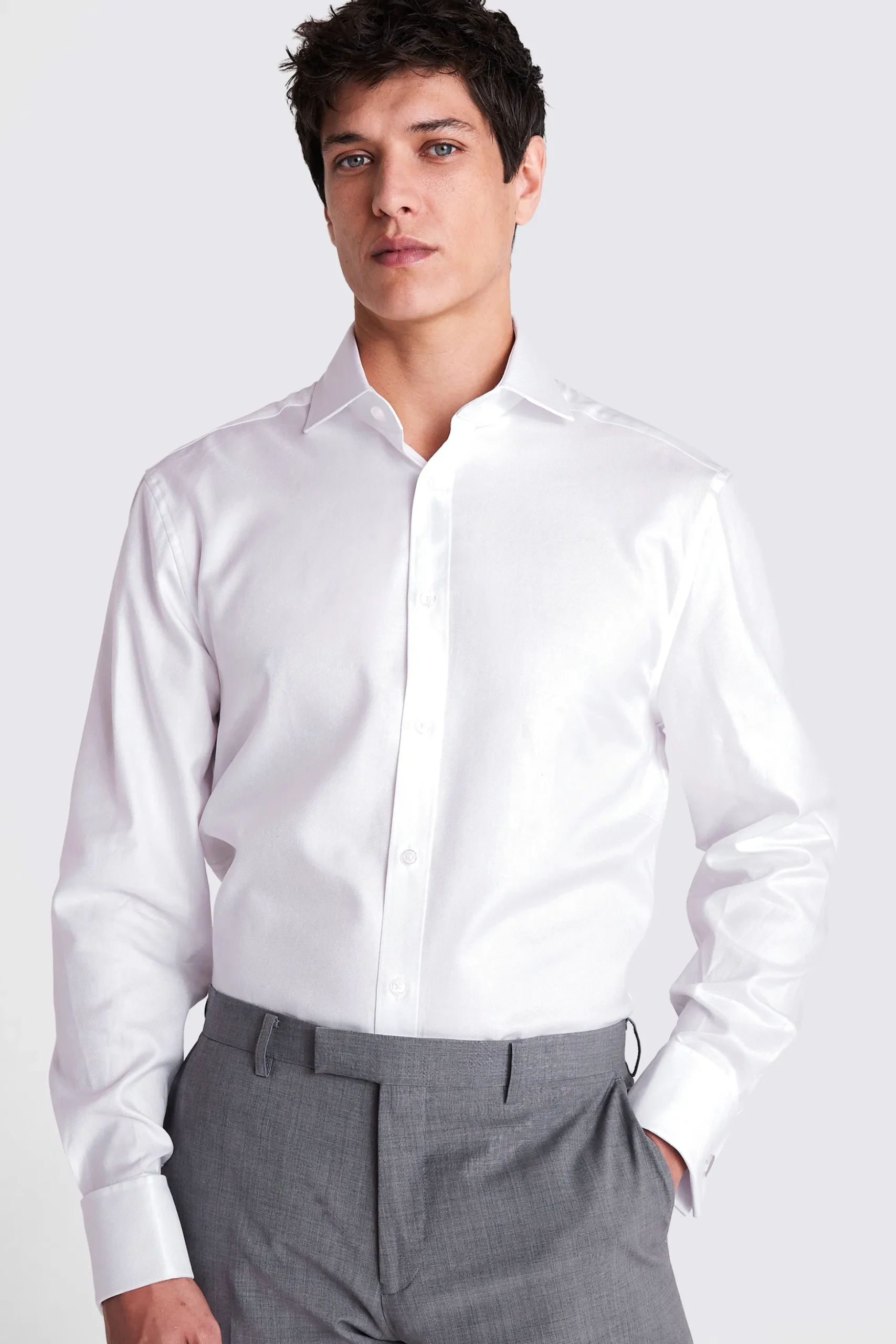 Regular Fit White Twill Shirt