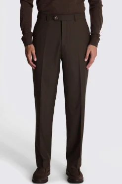 Relaxed Fit Brown Flannel Trousers