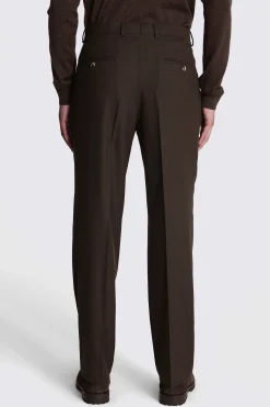 Relaxed Fit Brown Flannel Trousers