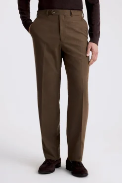 Relaxed Fit Chestnut Flannel Trousers