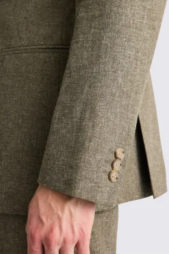 Relaxed Fit Khaki Cotton Linen Suit