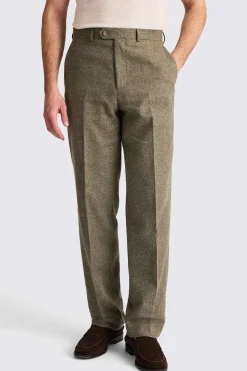 Relaxed Fit Khaki Cotton Linen Trousers