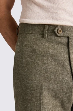 Relaxed Fit Khaki Cotton Linen Trousers