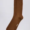 Rust Fine Ribbed Socks