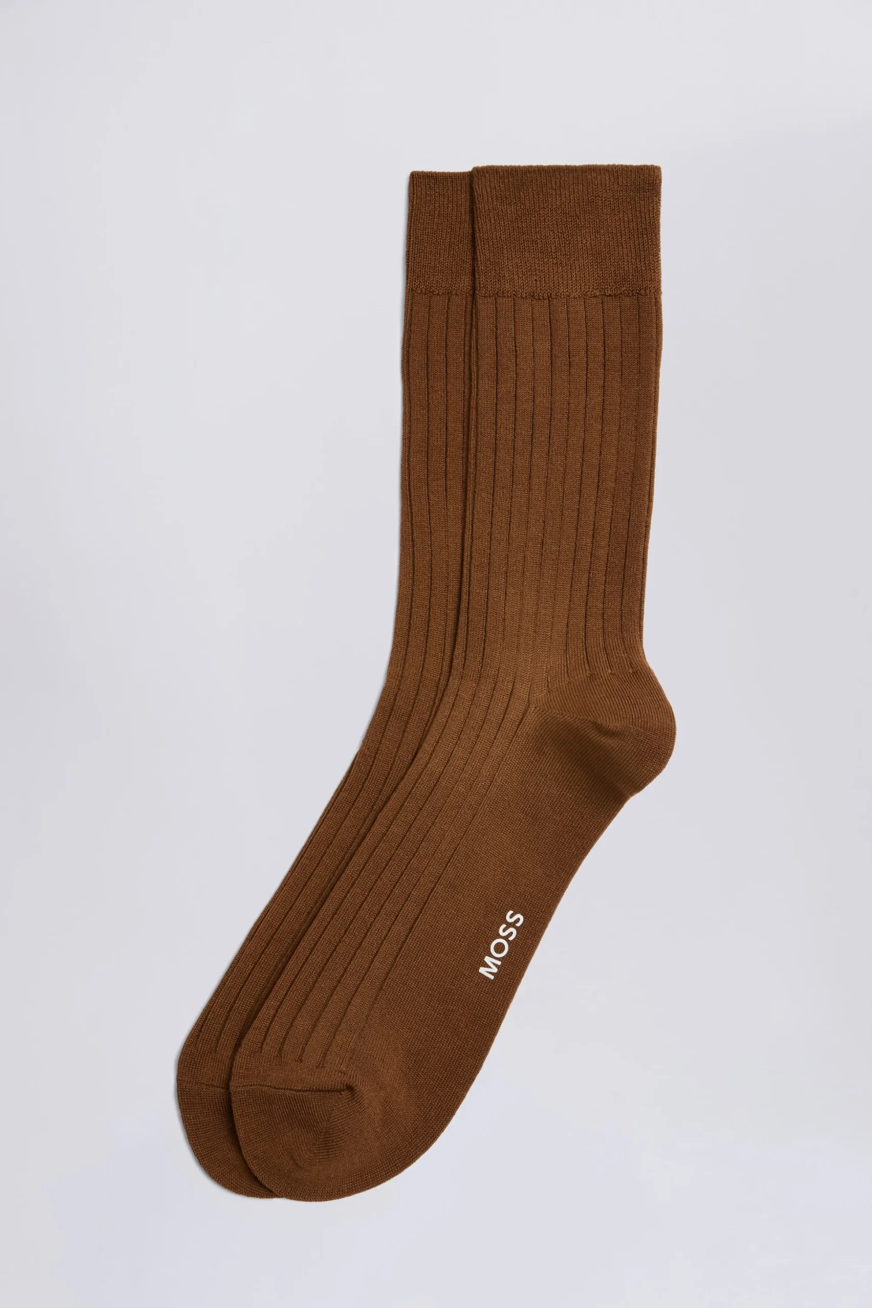 Rust Fine Ribbed Socks