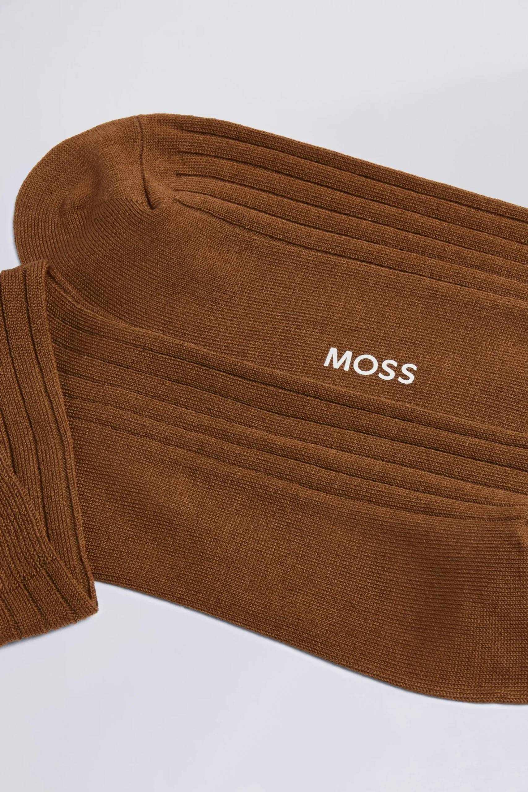 Rust Fine Ribbed Socks