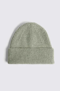 Sage Cashmere Blend Ribbed Beanie