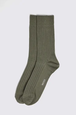 Sage Fine Ribbed Socks