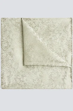Sage Floral Swirl Silk Pocket Square