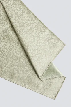 Sage Floral Swirl Silk Pocket Square