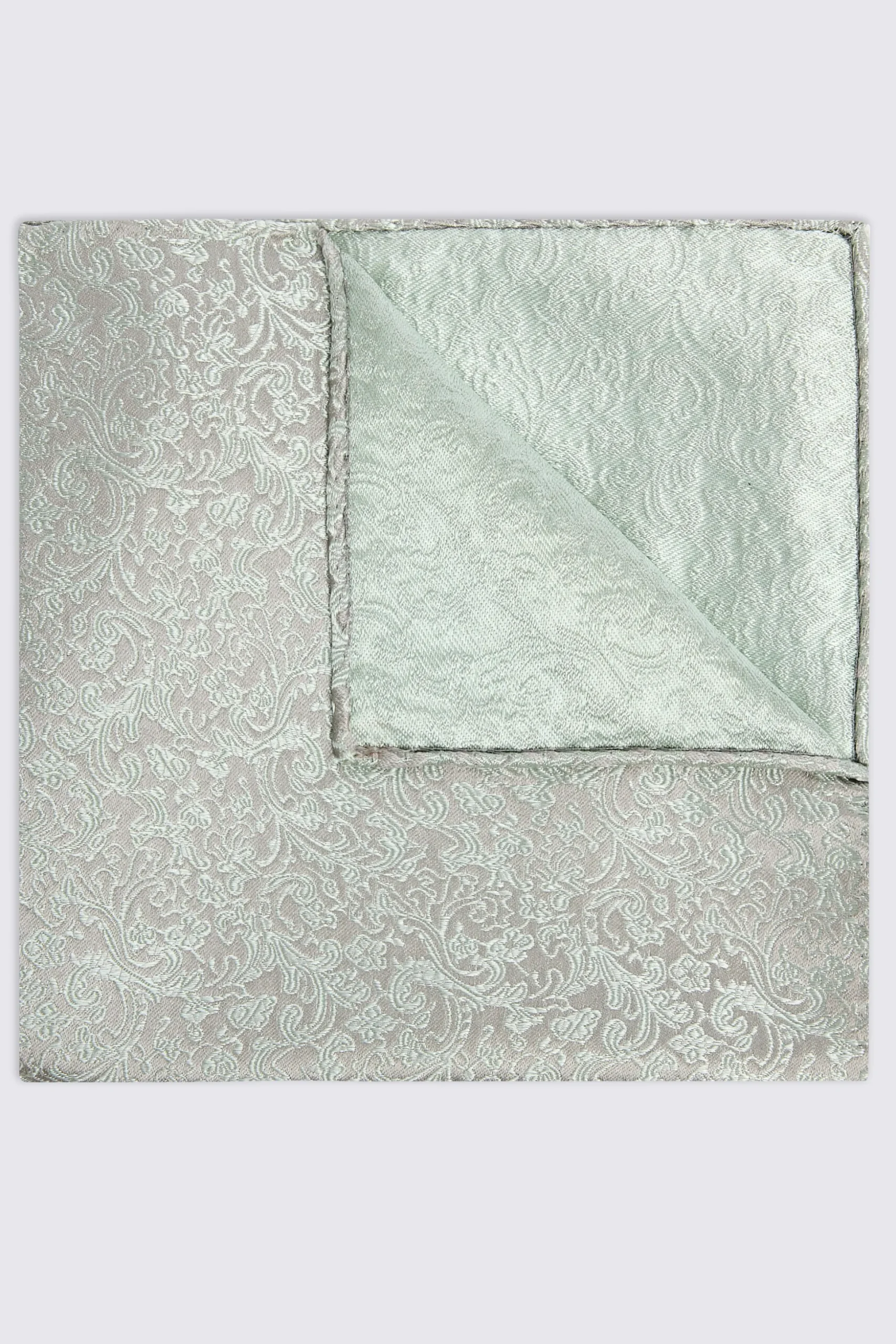Sage Floral Swirl Silk Pocket Square