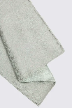 Sage Floral Swirl Silk Pocket Square