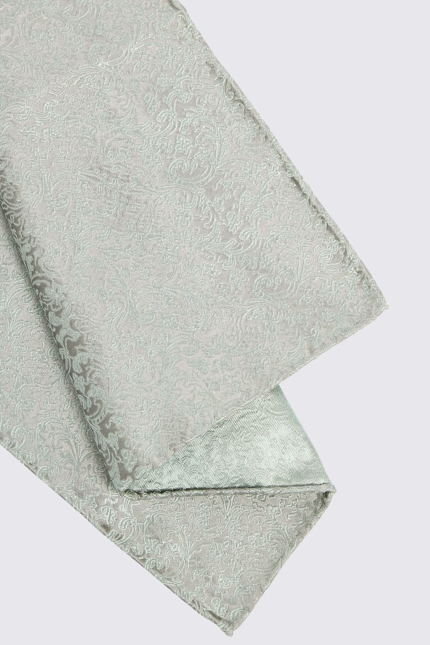Sage Floral Swirl Silk Pocket Square