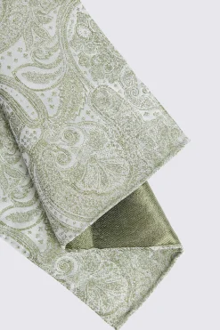 Sage Wedding Paisley Pocket Square