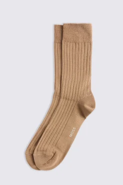 Sand Ribbed Mercerised Socks