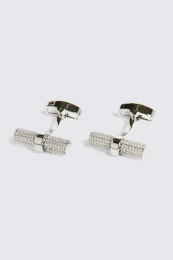 Silver Barrel Textured Cufflinks
