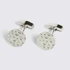 Silver Textured Round Cufflinks