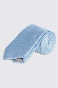 Silver-Blue Floral Swirl Silk Tie