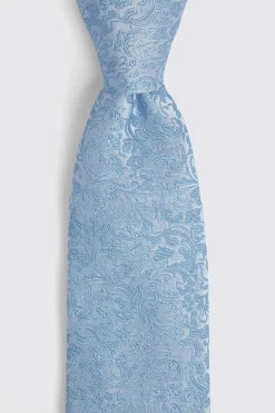 Silver-Blue Floral Swirl Silk Tie
