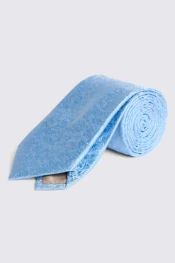 Sky Blue Floral Swirl Silk Tie