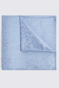 Sky Blue Floral Swirl Silk Pocket Square