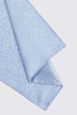 Sky Blue Floral Swirl Silk Pocket Square