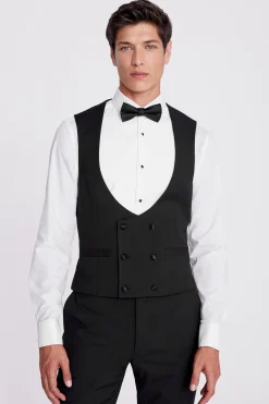 Slim Fit Black Dress Waistcoat