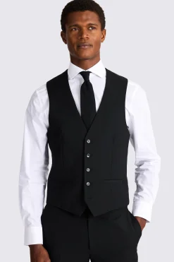 Slim Fit Black Stretch Waistcoat
