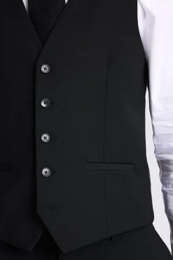 Slim Fit Black Stretch Waistcoat